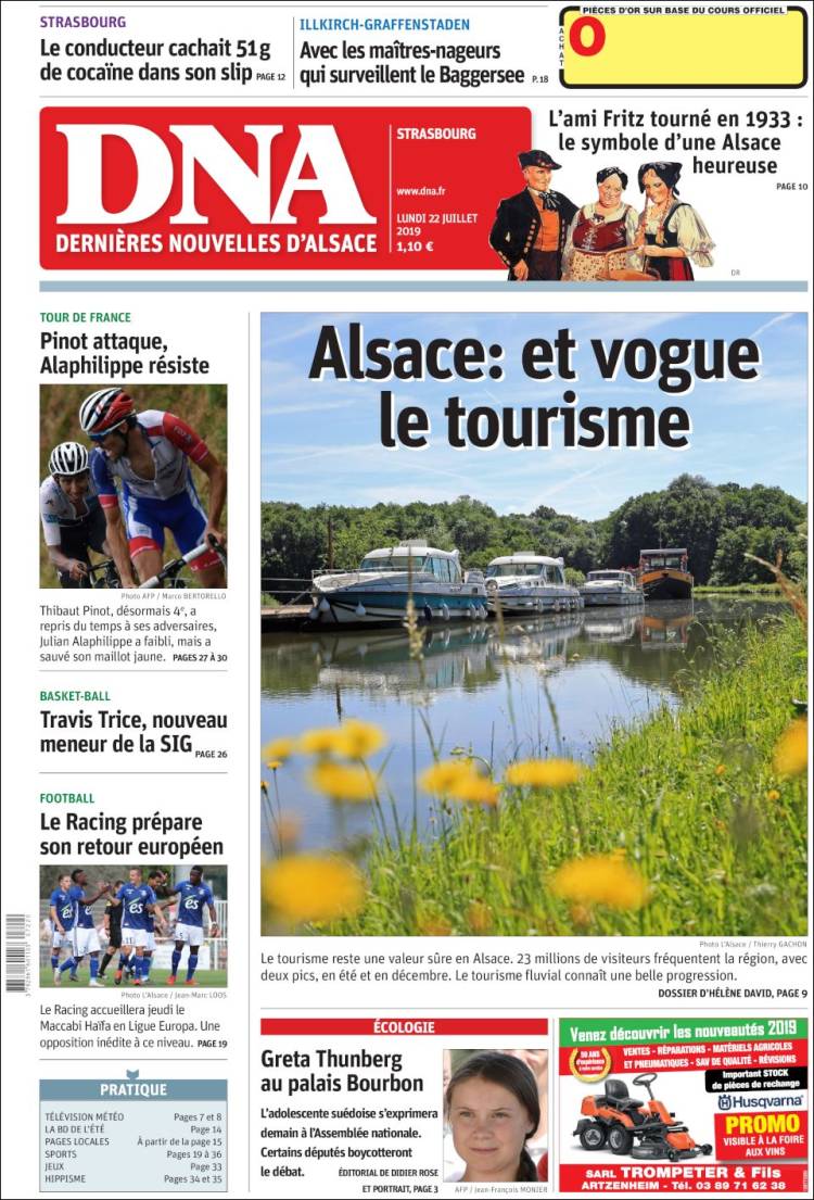 Portada de Les Dernières Nouvelles d'Alsace (Francia)