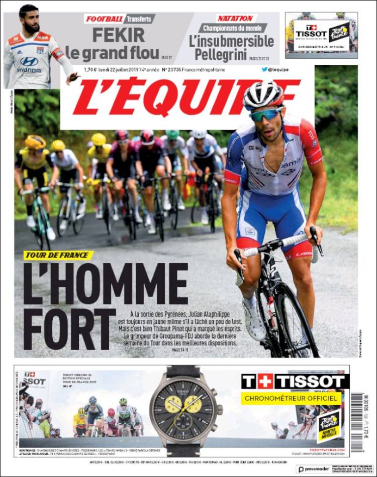 Portada de L'Equipe (Francia)