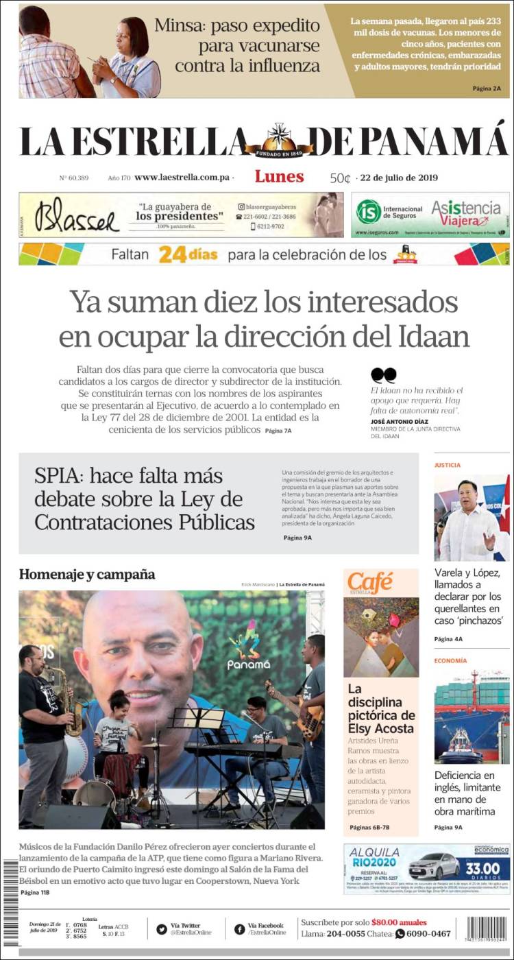 Portada de La Estrella de Panamá (Panam&aacute;)