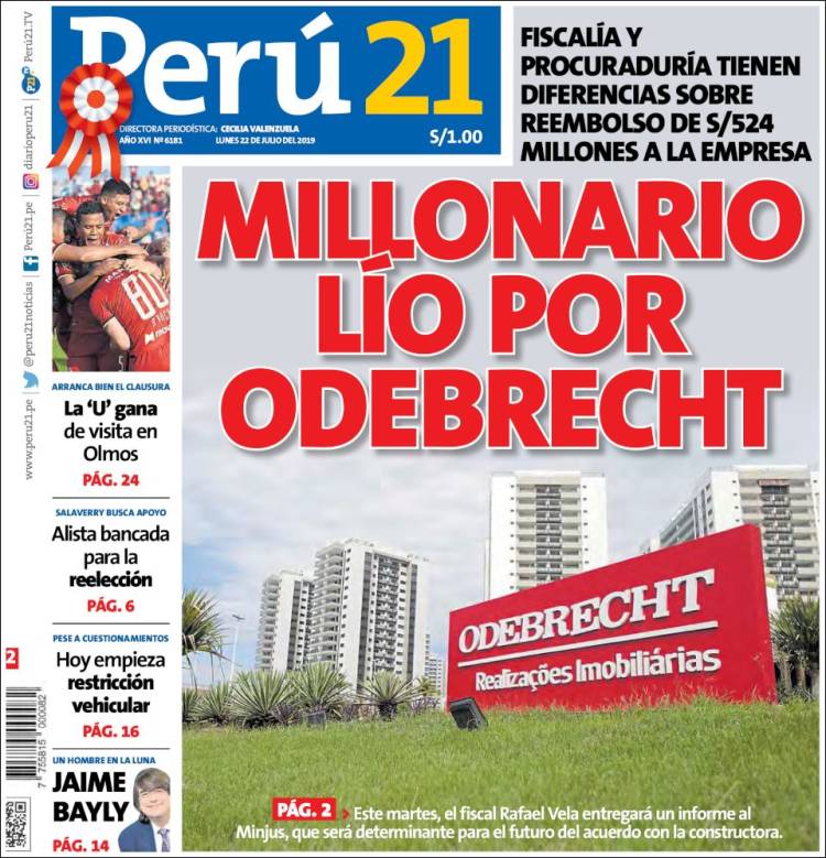 Portada de Perú 21 (Per&uacute;)