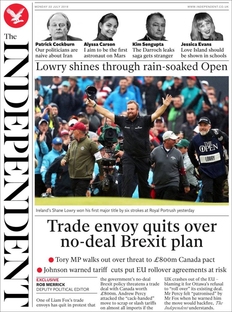 Portada de The Independent (Reino Unido)