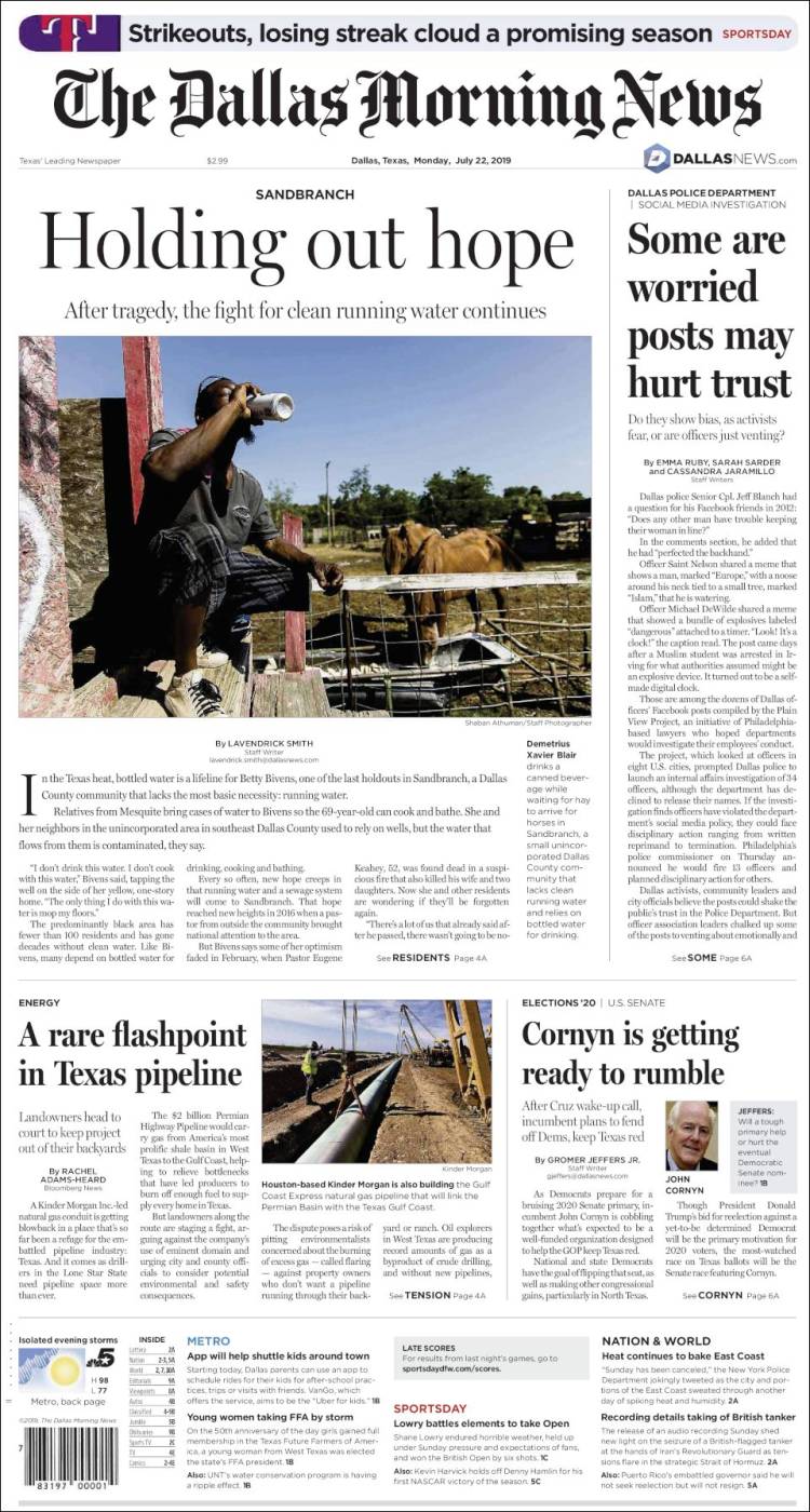 Portada de Dallas Morning News (USA)