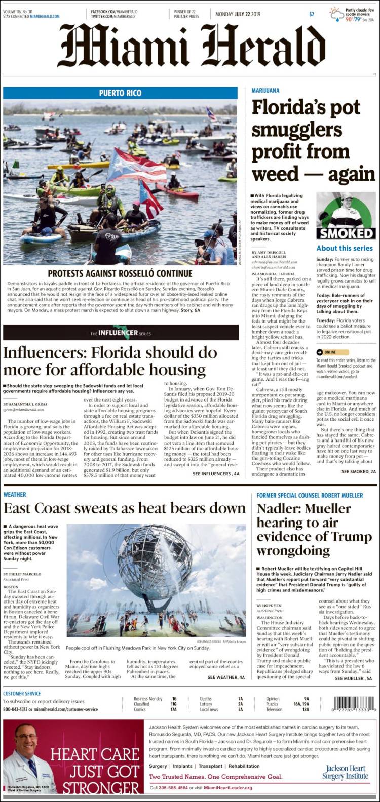 Portada de Miami Herald (USA)