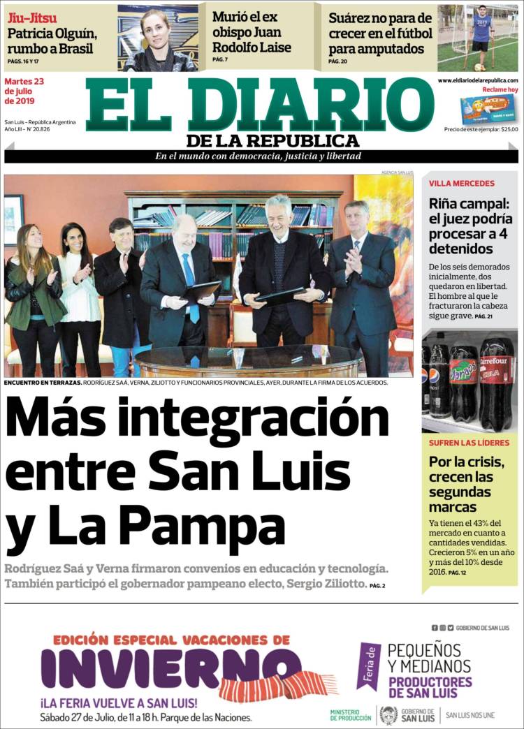Portada de Diario de la República (Argentina)