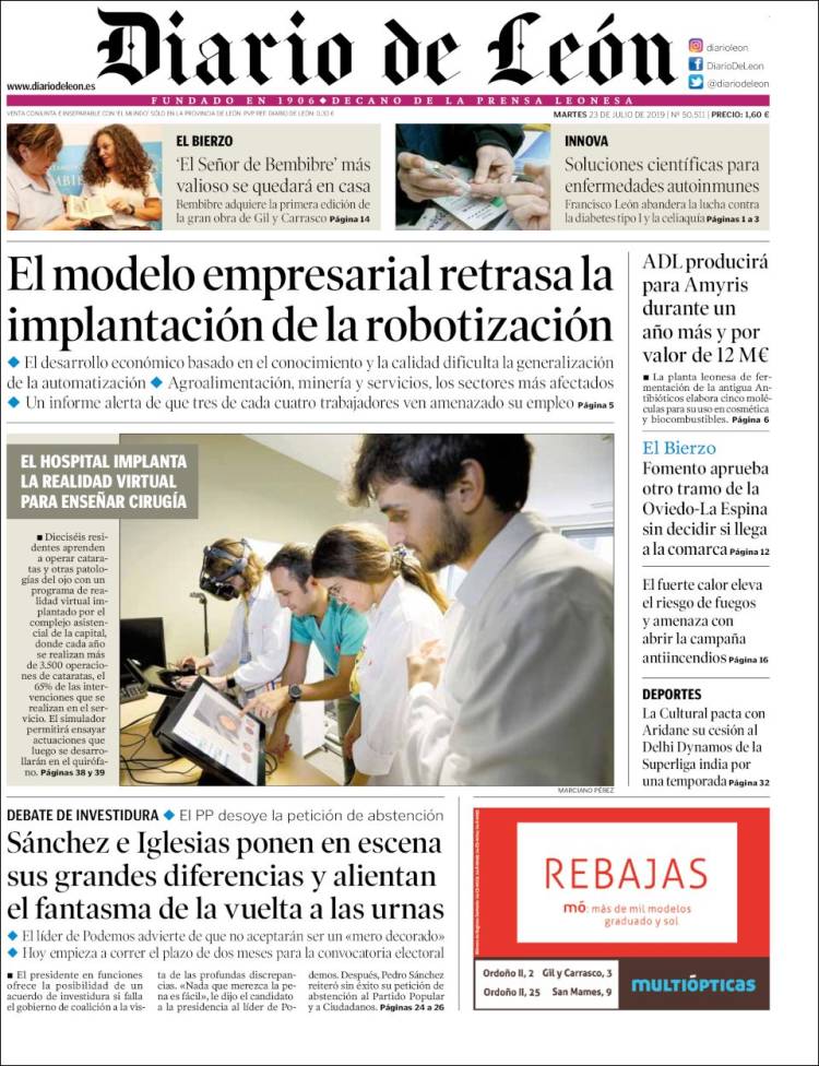 Portada de Diario de León (España)