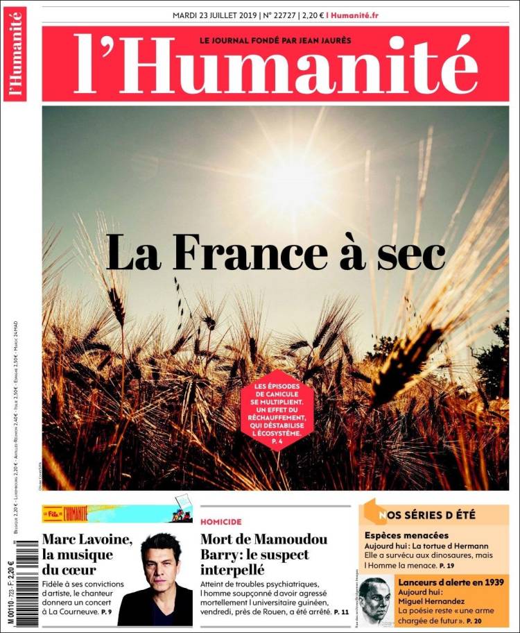 Portada de l'Humanite (Francia)