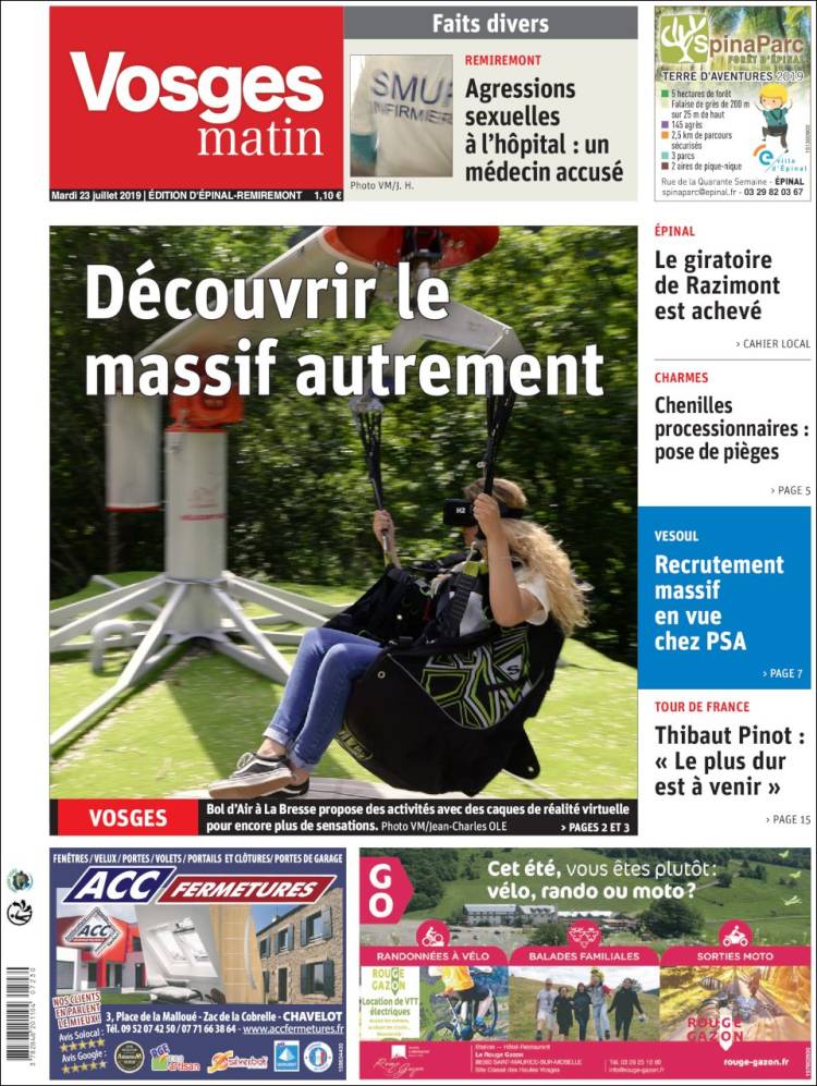 Portada de Vosges Matin (Francia)