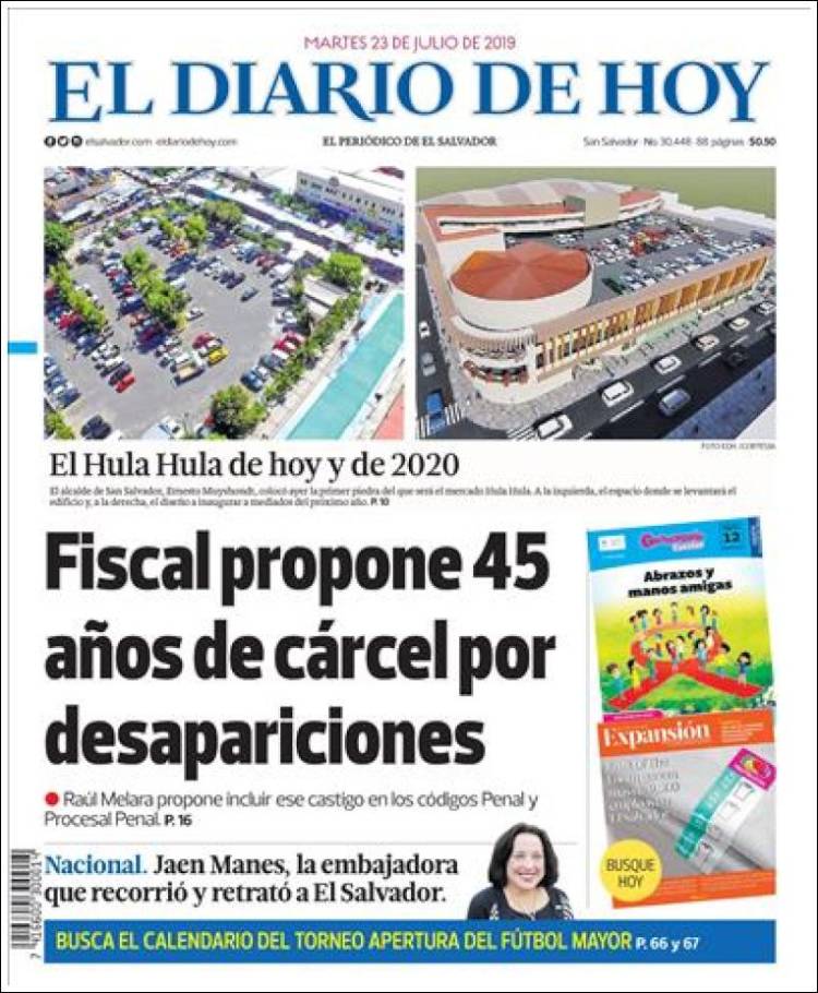 Portada de El Diario de Hoy (El Salvador)