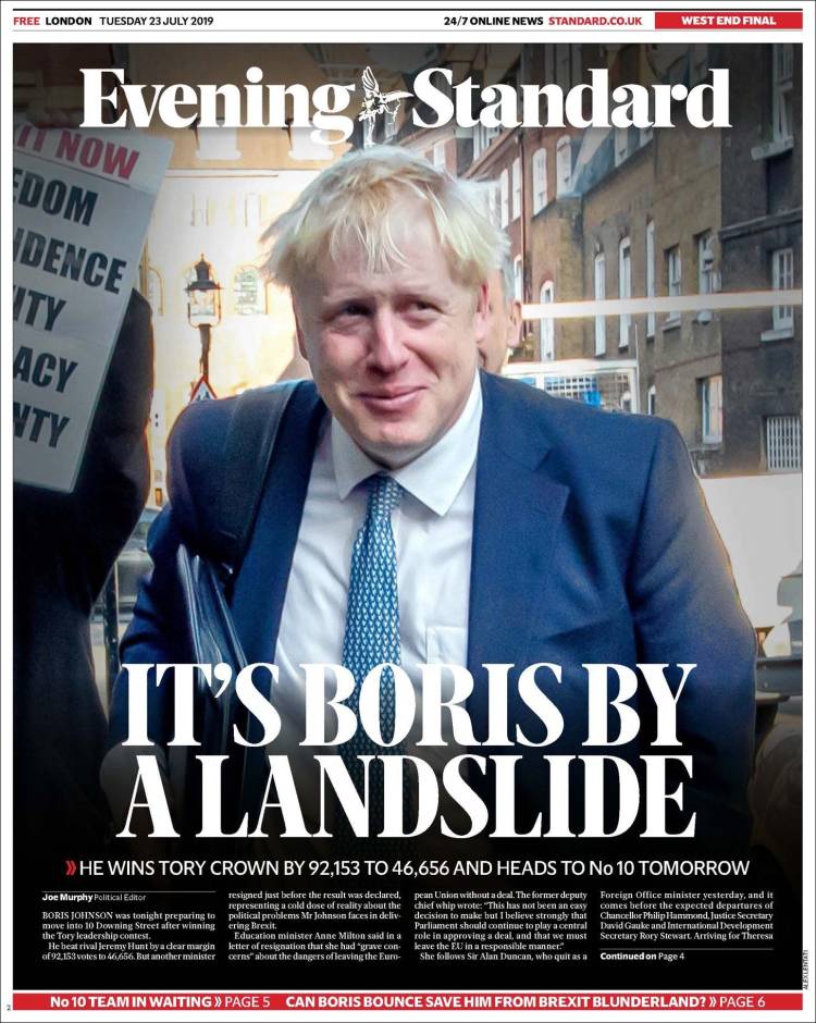 Portada de Evening Standard (Reino Unido)