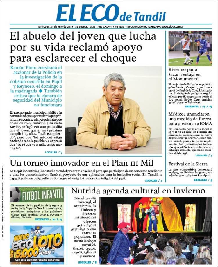 Portada de El Eco de Tandil (Argentina)