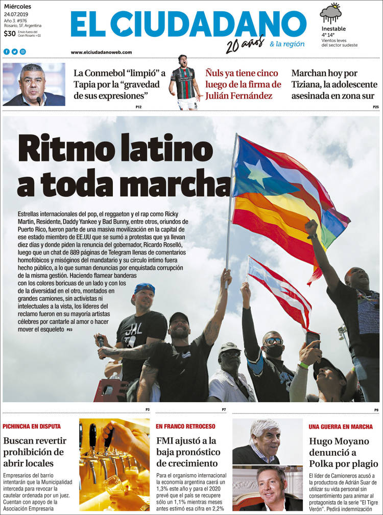 Portada de Diario El Ciudadano (Argentina)