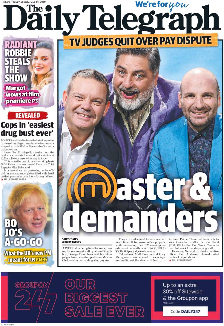 Portada de The Daily Telegraph (Australia)