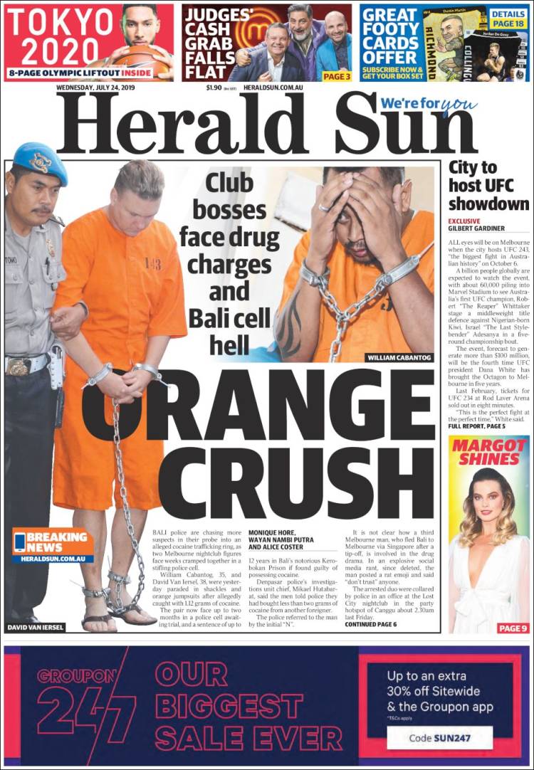 Portada de Herald Sun (Australia)
