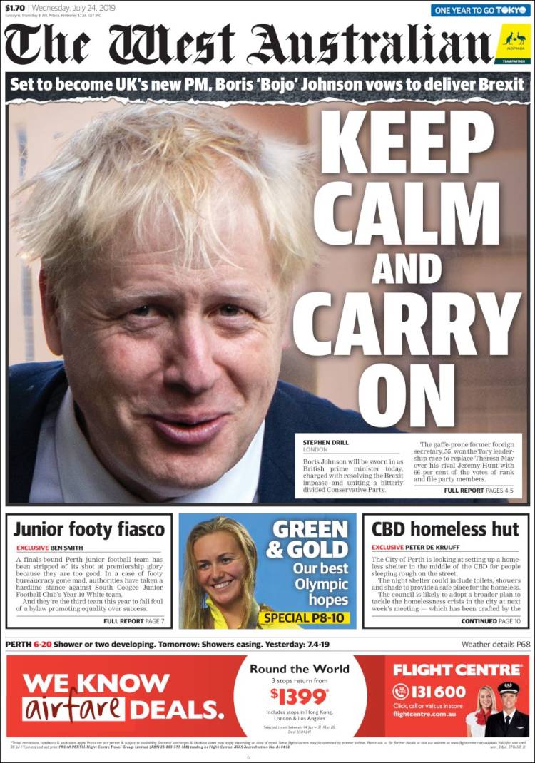 Portada de The West Australian (Australia)