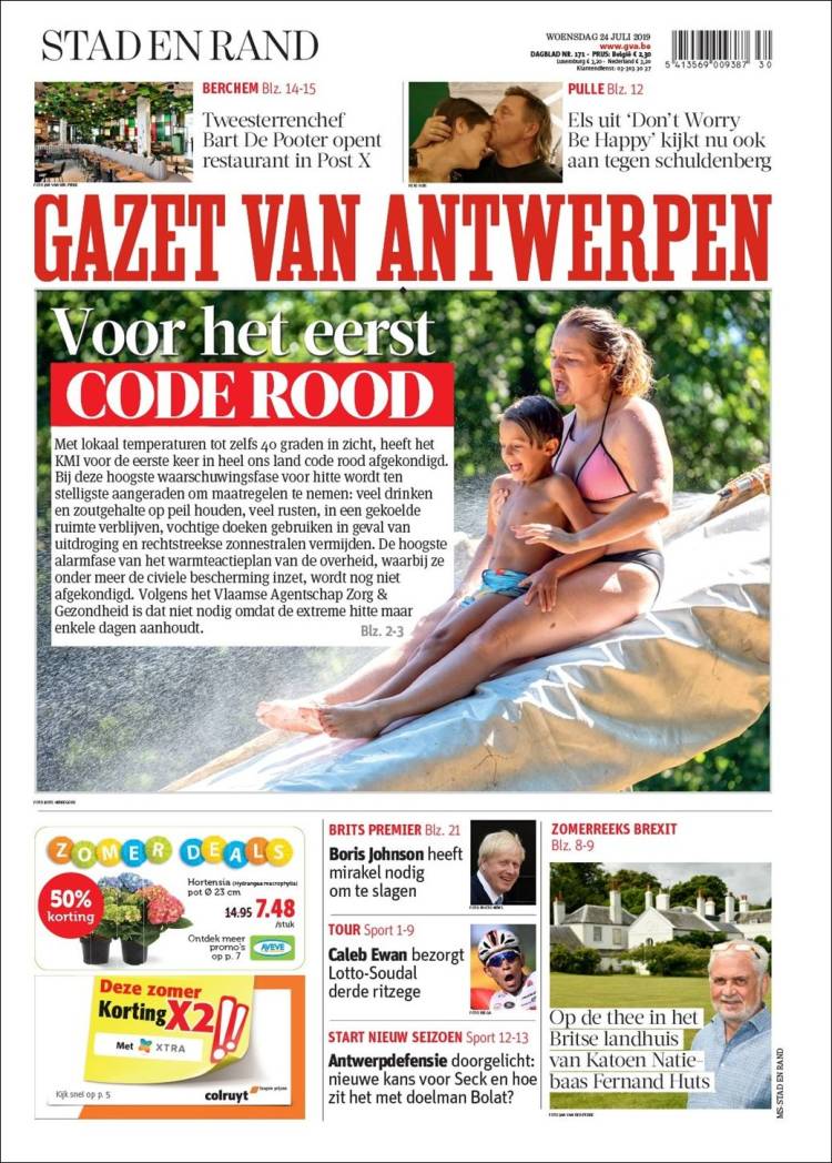 Portada de Gazet van Antwerpen (B&eacute;lgica)