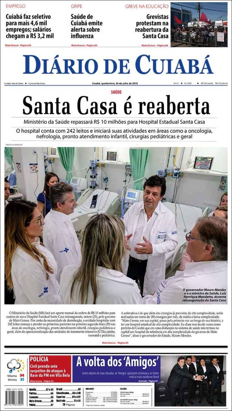 Portada de Diário de Cuiabá (Brasil)