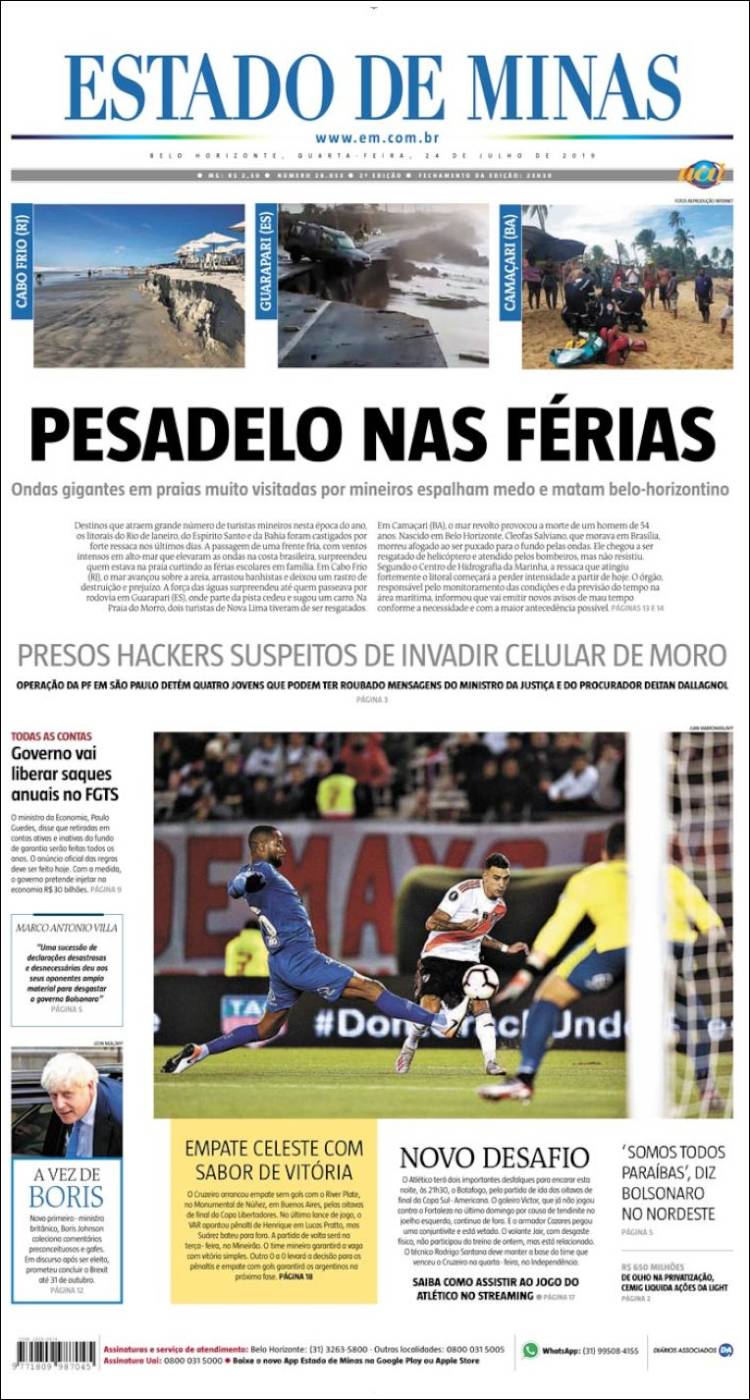 Portada de Jornal Estado de Minas (Brasil)