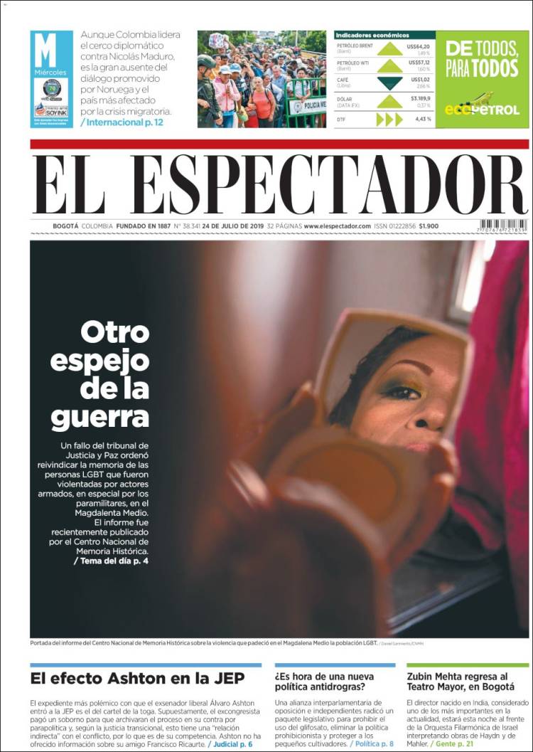 Portada de El Espectador (Colombia)