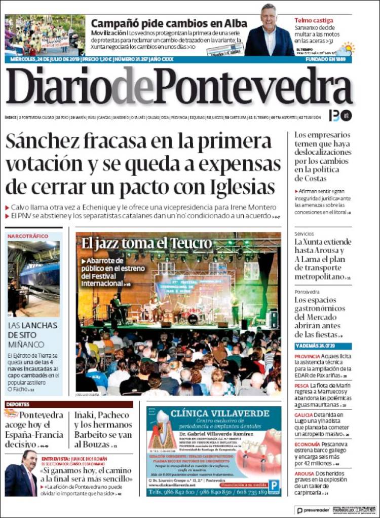 Portada de Diario de Pontevedra (España)