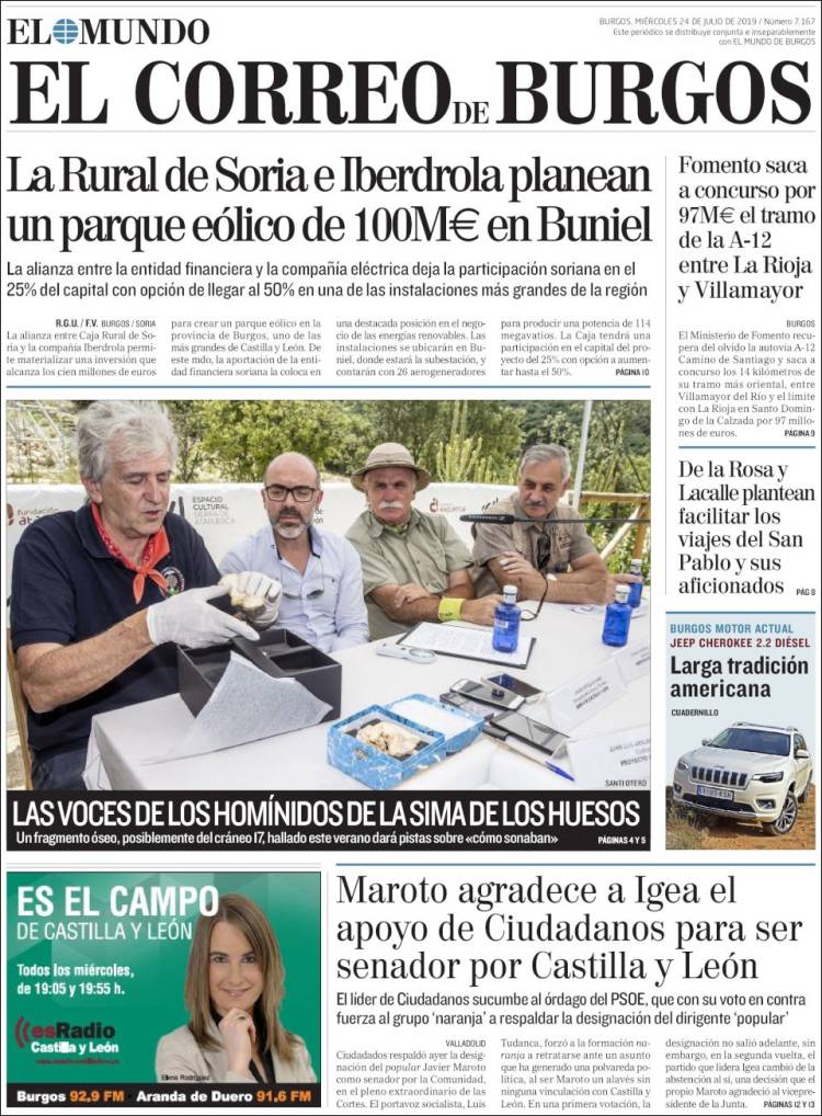 Portada de El Correo de Burgos (España)