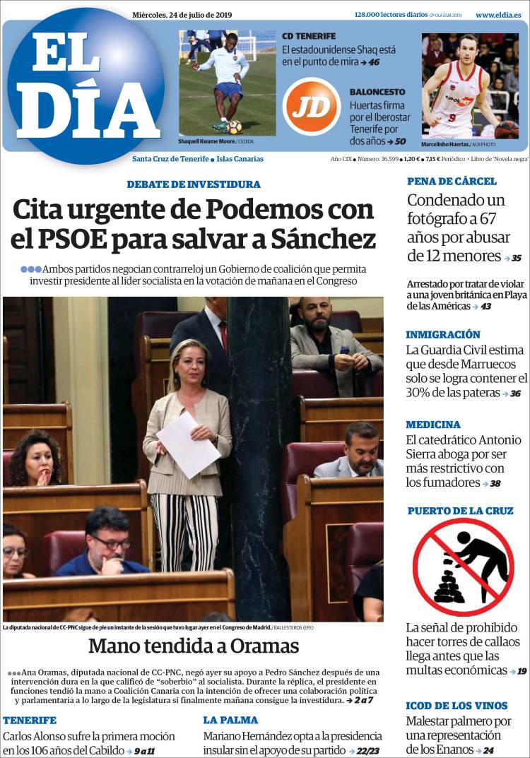 Portada de El Día (España)