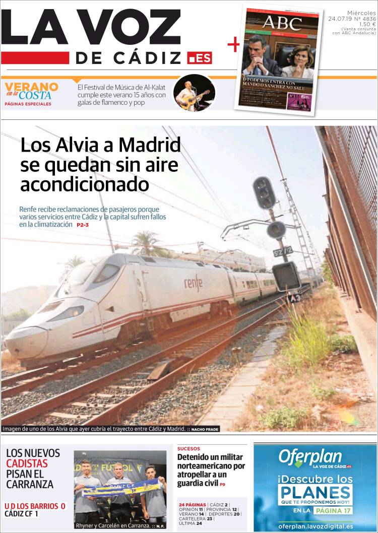 Portada de La Voz de Cádiz (España)