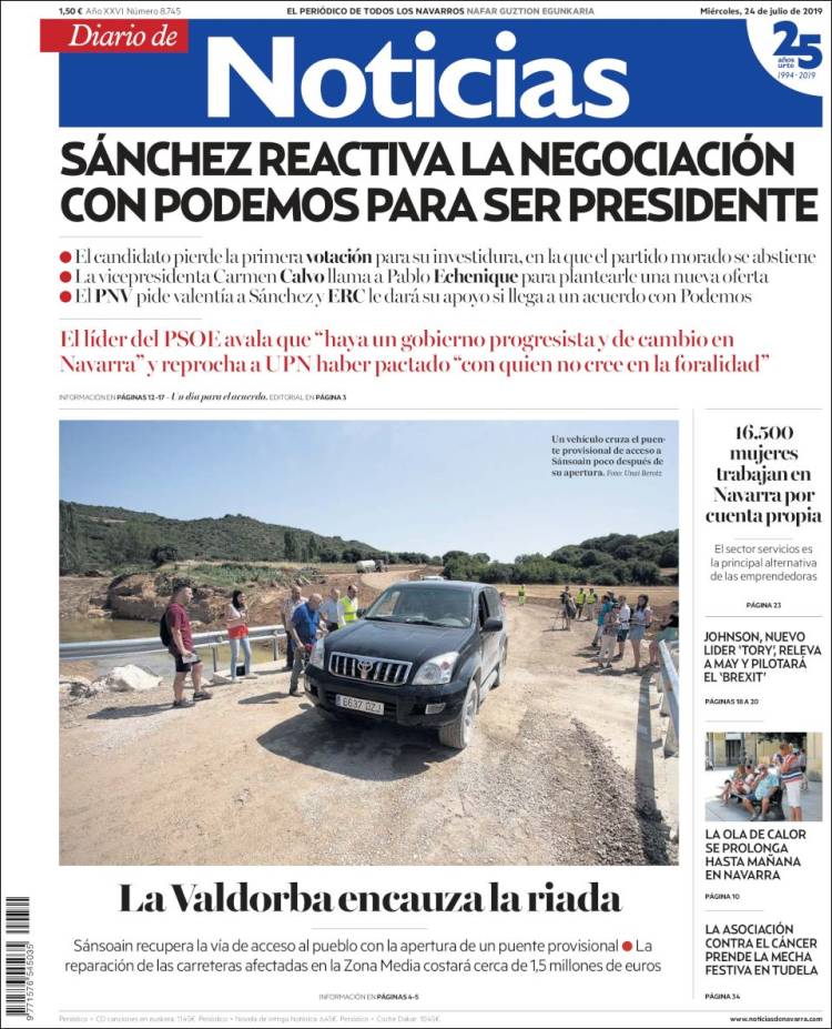 Portada de Noticias de Navarra (España)