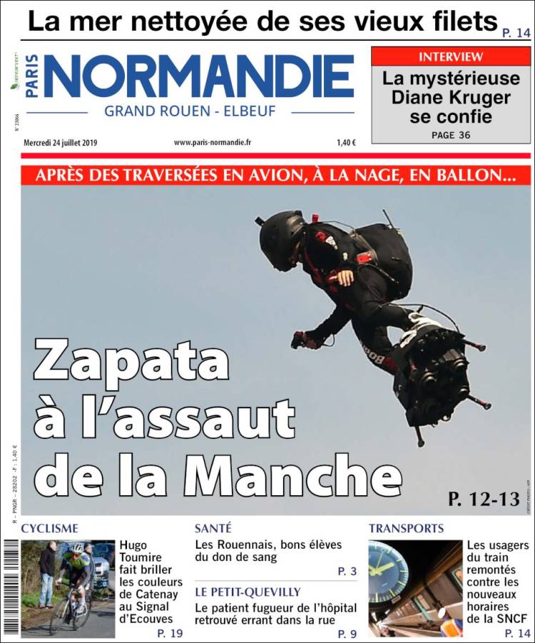 Journal Paris Normandie (France). Les Unes des journaux de France
