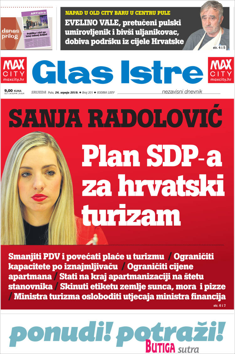 Portada de Glas Istre (Croacia)