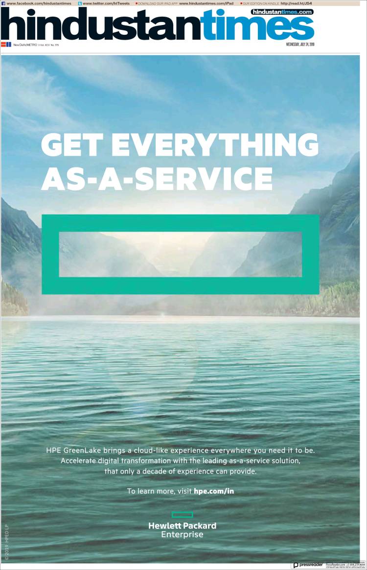 Portada de Hindustan Times (India)