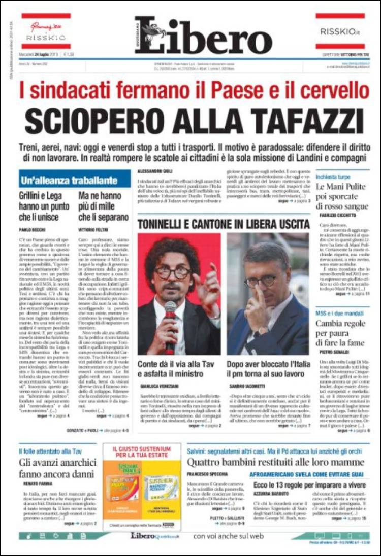 Portada de Libero (Italia)