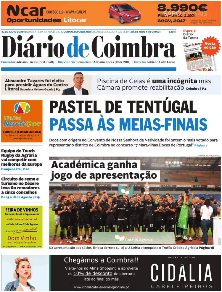 Portada de Diário de Coimbra (Portugal)