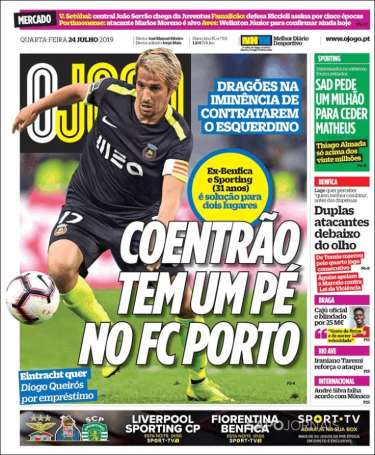 Portada de O Jogo (Portugal)