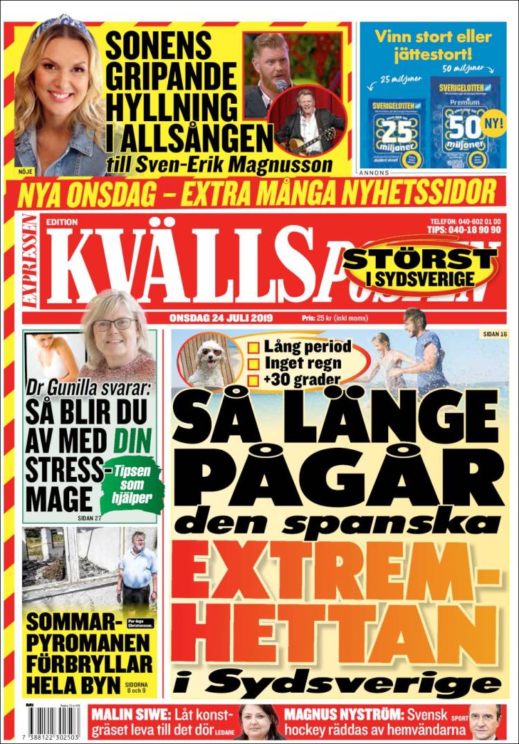 Portada de Kvällsposten (Suecia)