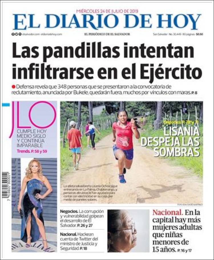 Portada de El Diario de Hoy (El Salvador)