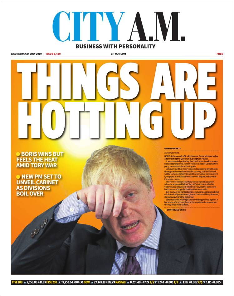 Portada de City A.M. (Reino Unido)