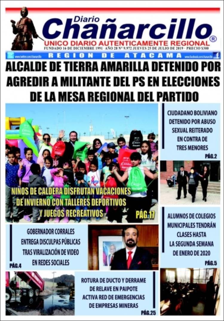 Portada de Diario Chañarcillo (Chile)
