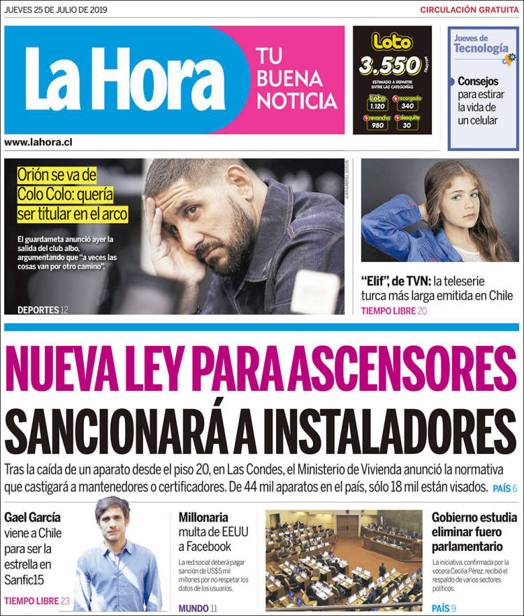 Portada de La Hora (Chile)