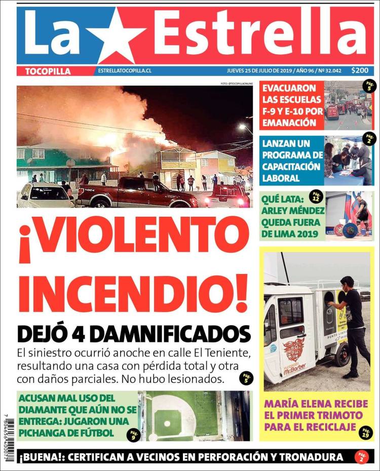 Portada de La Estrella de Tocopilla (Chile)