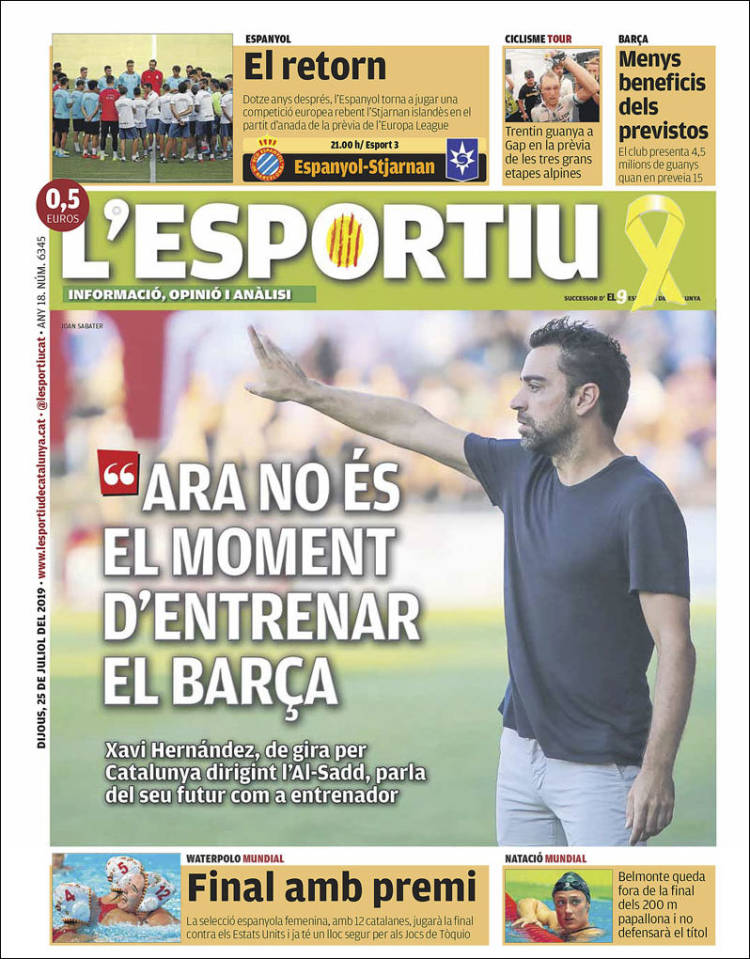 Portada de L'Esportiu (Espa&ntilde;a)