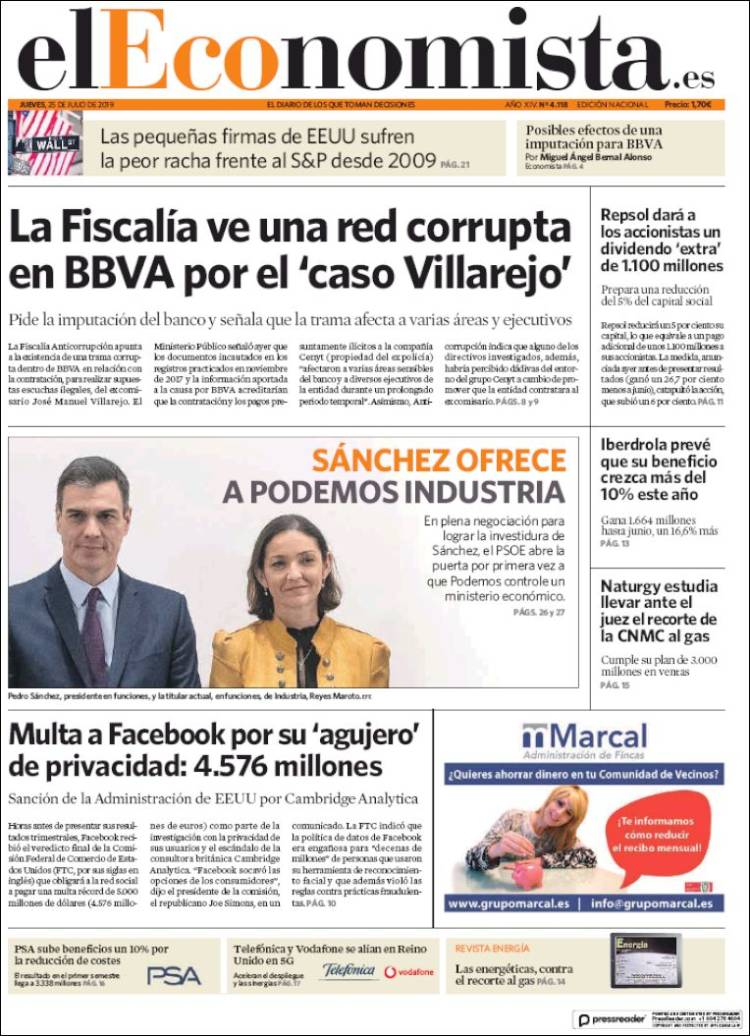 Portada de El Economista (Espa&ntilde;a)