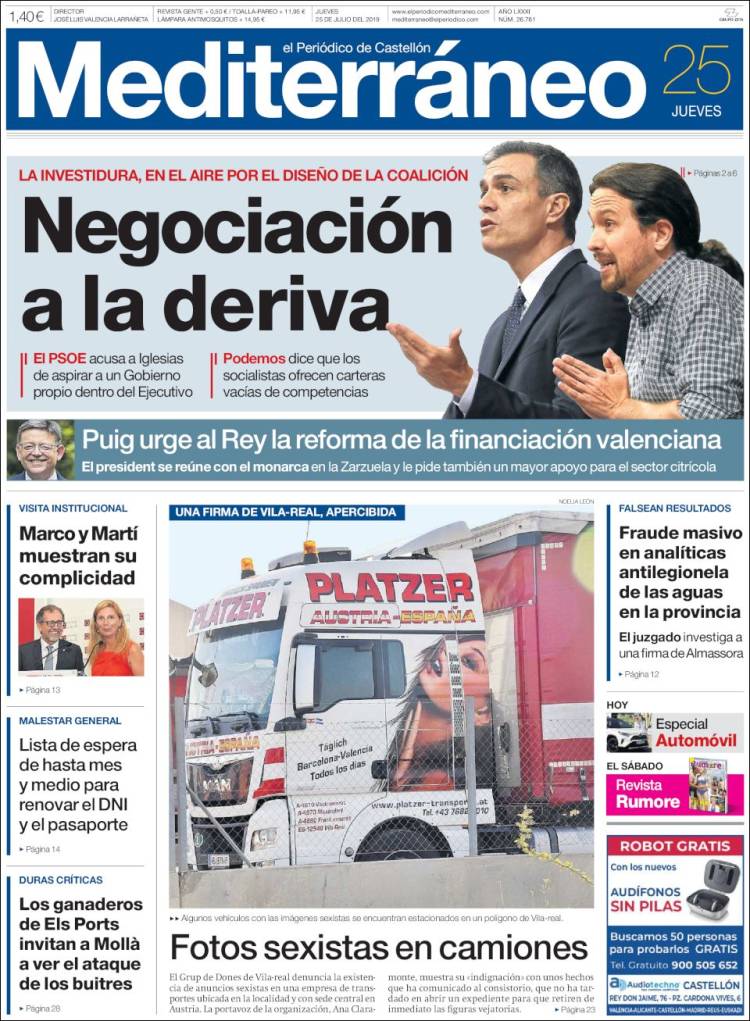 Portada de El Periódico Mediterraneo (Espa&ntilde;a)