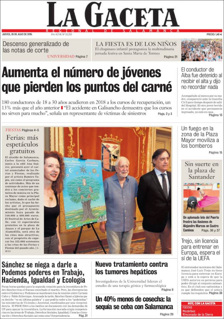 Portada de La Gaceta de Salamanca (Espa&ntilde;a)