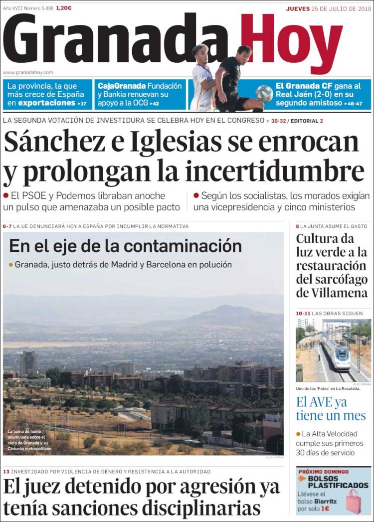 Portada de Granada Hoy (Espa&ntilde;a)