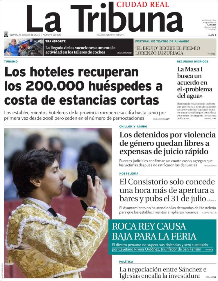 Portada de La Tribuna de Ciudad Real (Espa&ntilde;a)