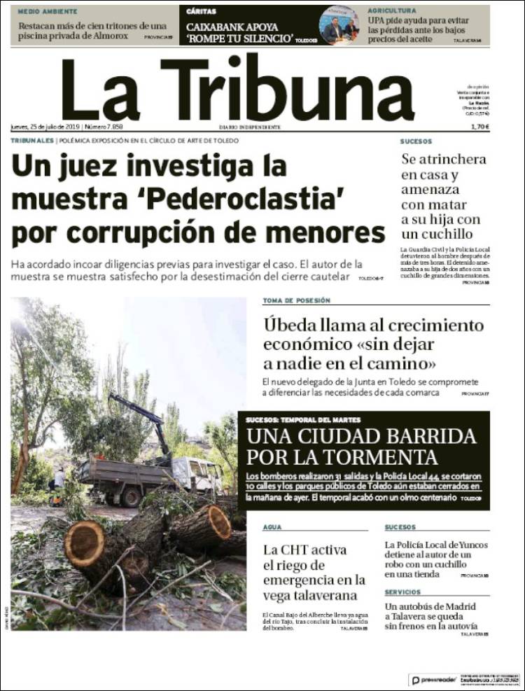 Portada de La Tribuna de Toledo (Espa&ntilde;a)