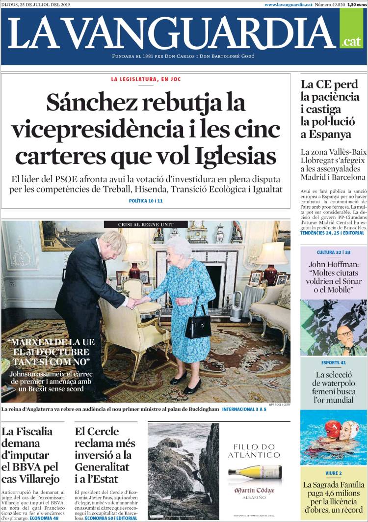 Portada de La Vanguardia (Espa&ntilde;a)