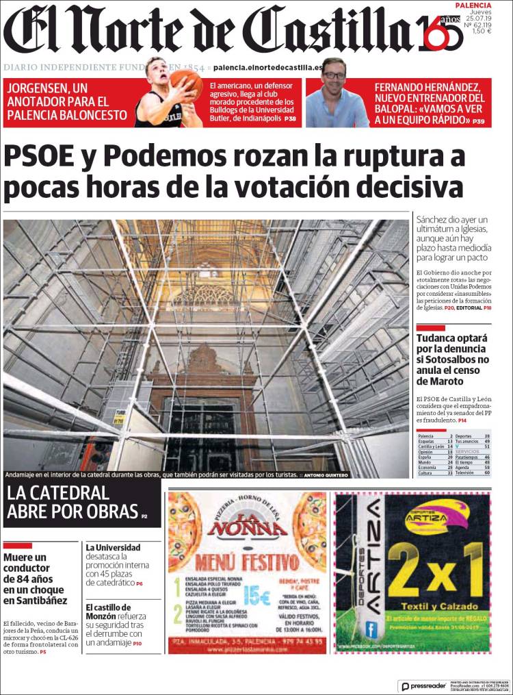 Portada de Norte de Castilla - Palencia (Espa&ntilde;a)