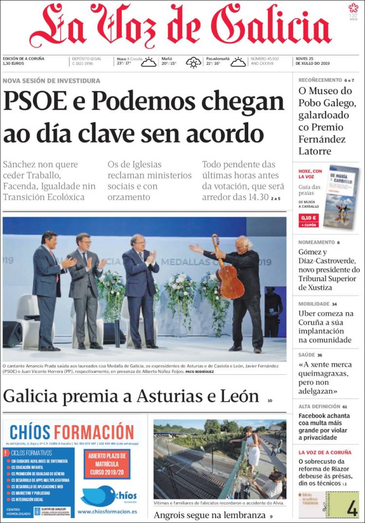 Portada de La Voz de Galicia (Espa&ntilde;a)