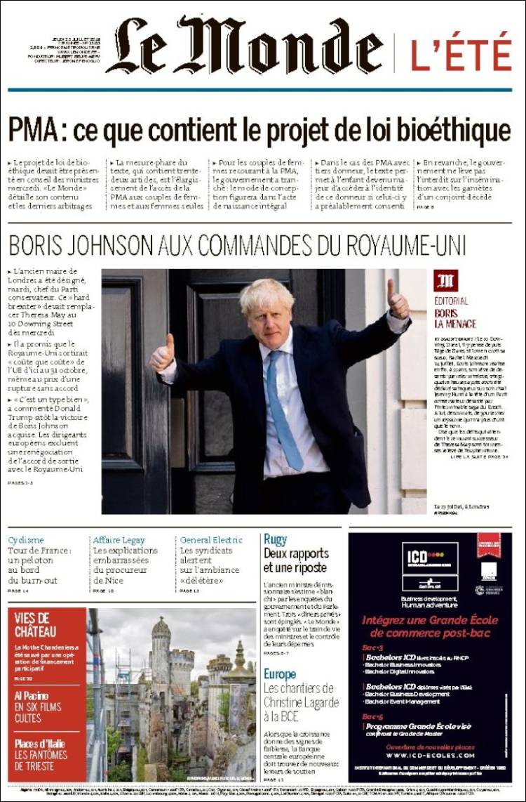 Portada de Le Monde (Francia)
